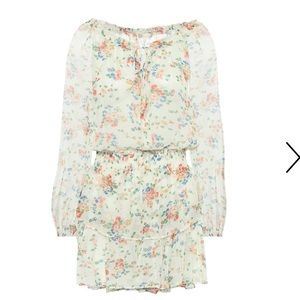Loveshackfancy popover floral silk mini dress. Purchased on Shopbop.